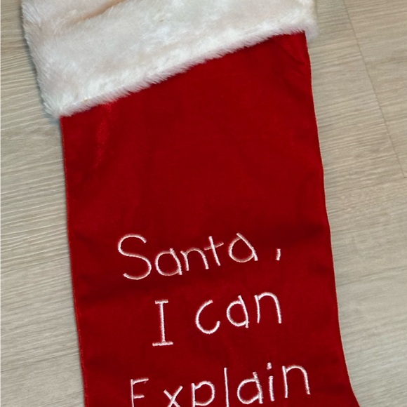“Santa, I Can Explain” Christmas Stocking - Red/White, 17” Fun Holiday Decor - Picture 6 of 16